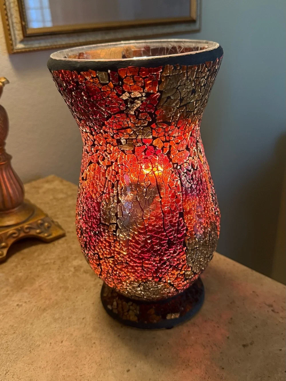 Crackle Glass Mosaic Accent Lamp